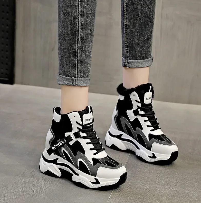 White And Black Platform Sneakers