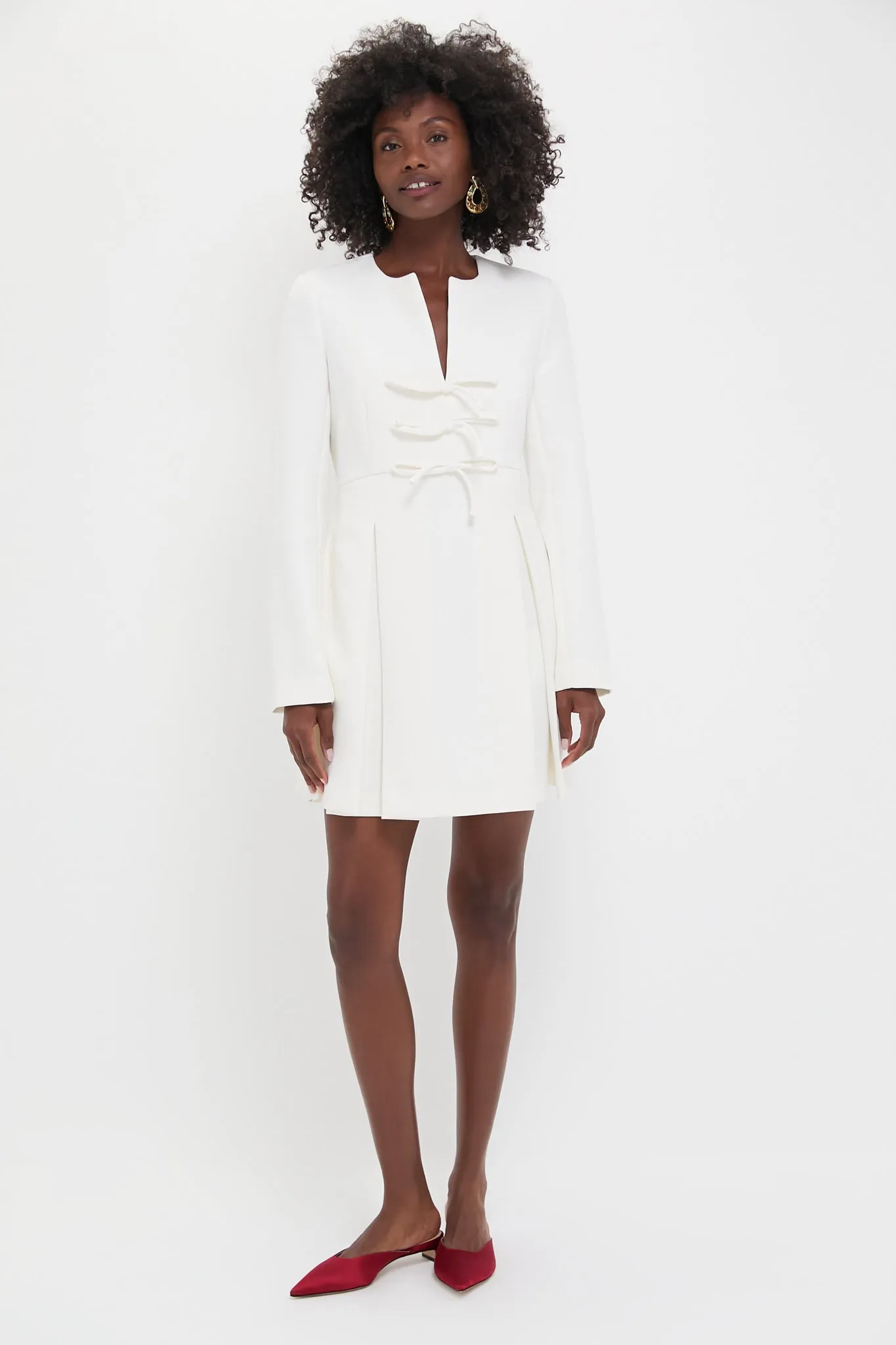 White Crepe Blair Bow Coat Dress