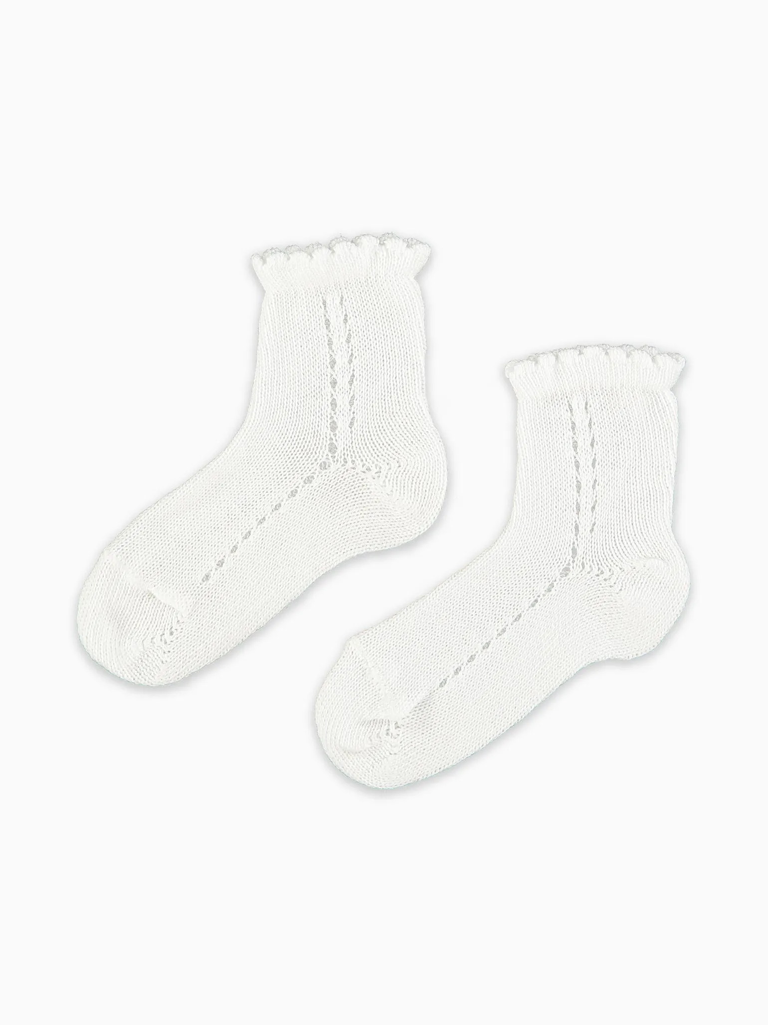 White Openwork Short Girl Socks Set