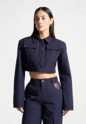 Wide Shoulder Drill Jacket - Indigo