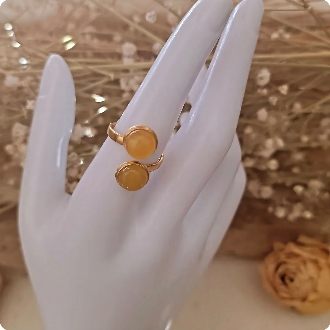 Wire Wrapped Citrine Duo Ring - Island Girl Art