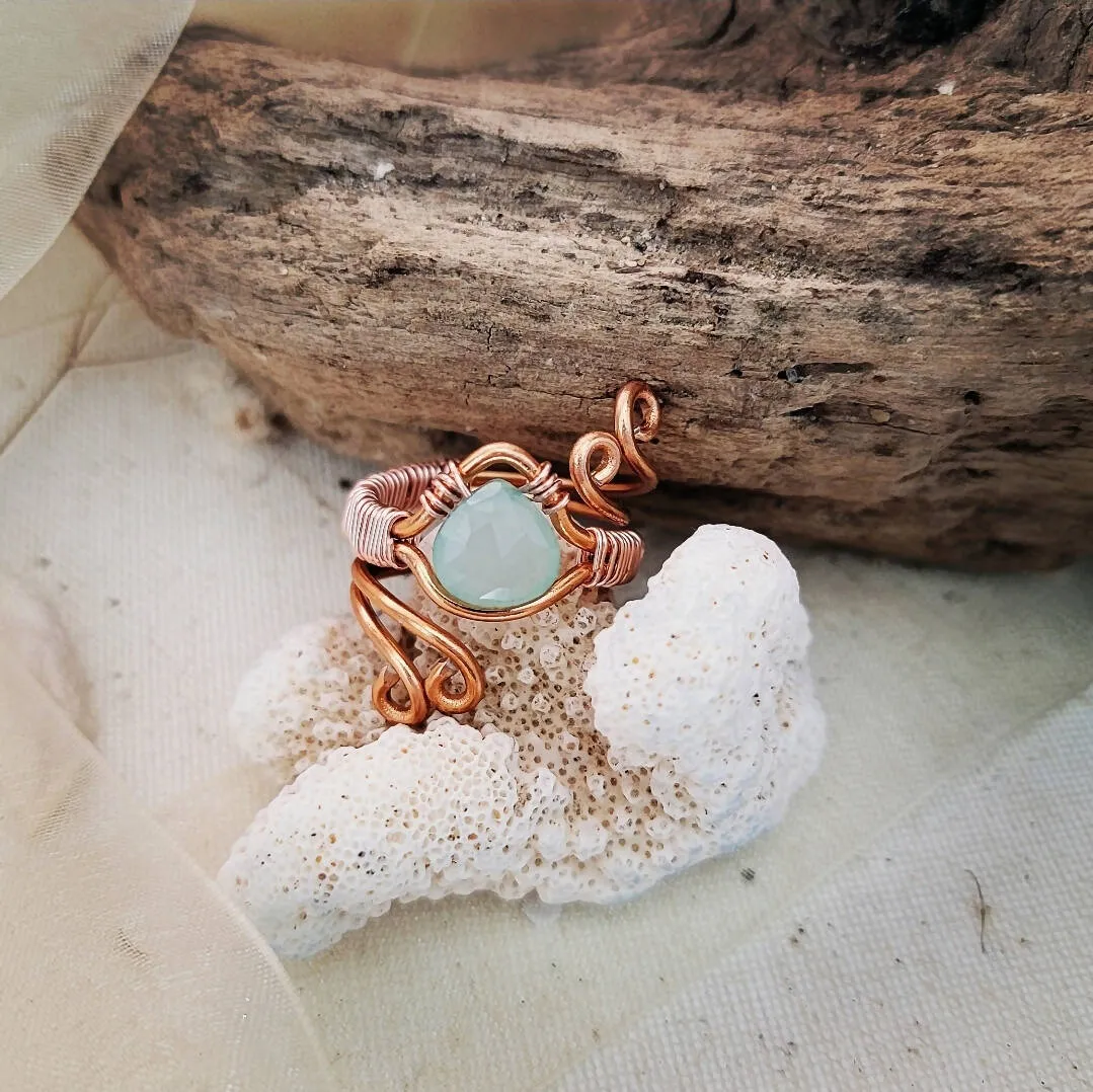 Wire Wrapped Island Girl Art Ring - Chalcedony Onion