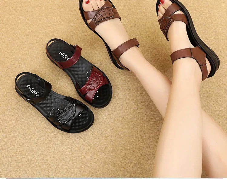 Women's Flat Sandals with Back Strap and Anti-Skid Soft Bottom