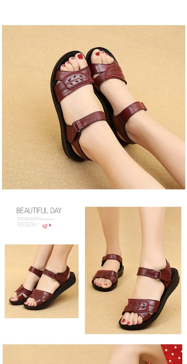 Women's Flat Sandals with Back Strap and Anti-Skid Soft Bottom