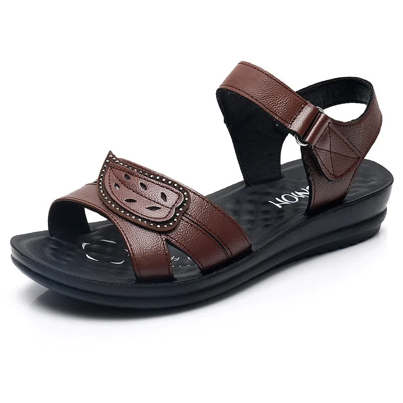 Women's Flat Sandals with Back Strap and Anti-Skid Soft Bottom