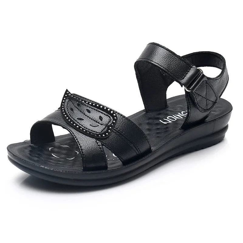 Women's Flat Sandals with Back Strap and Anti-Skid Soft Bottom