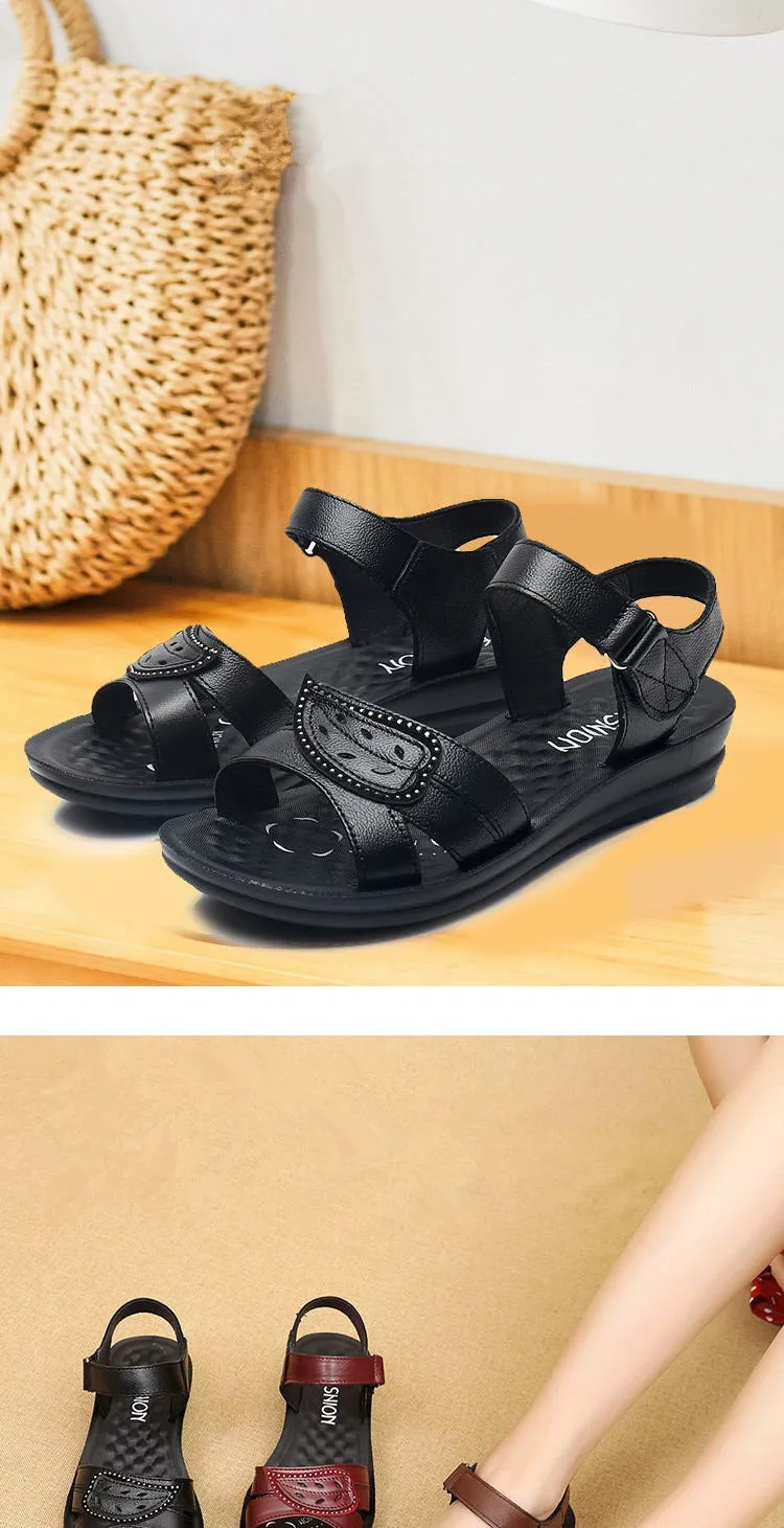 Women's Flat Sandals with Back Strap and Anti-Skid Soft Bottom