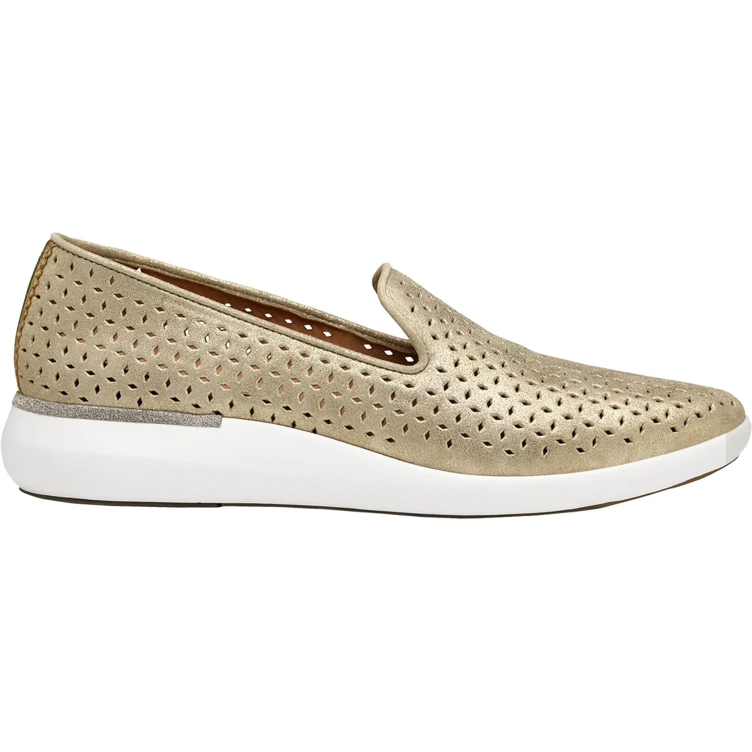 Women's Johnston & Murphy Dakota Perf Slip-On Gold Metallic Kid Suede