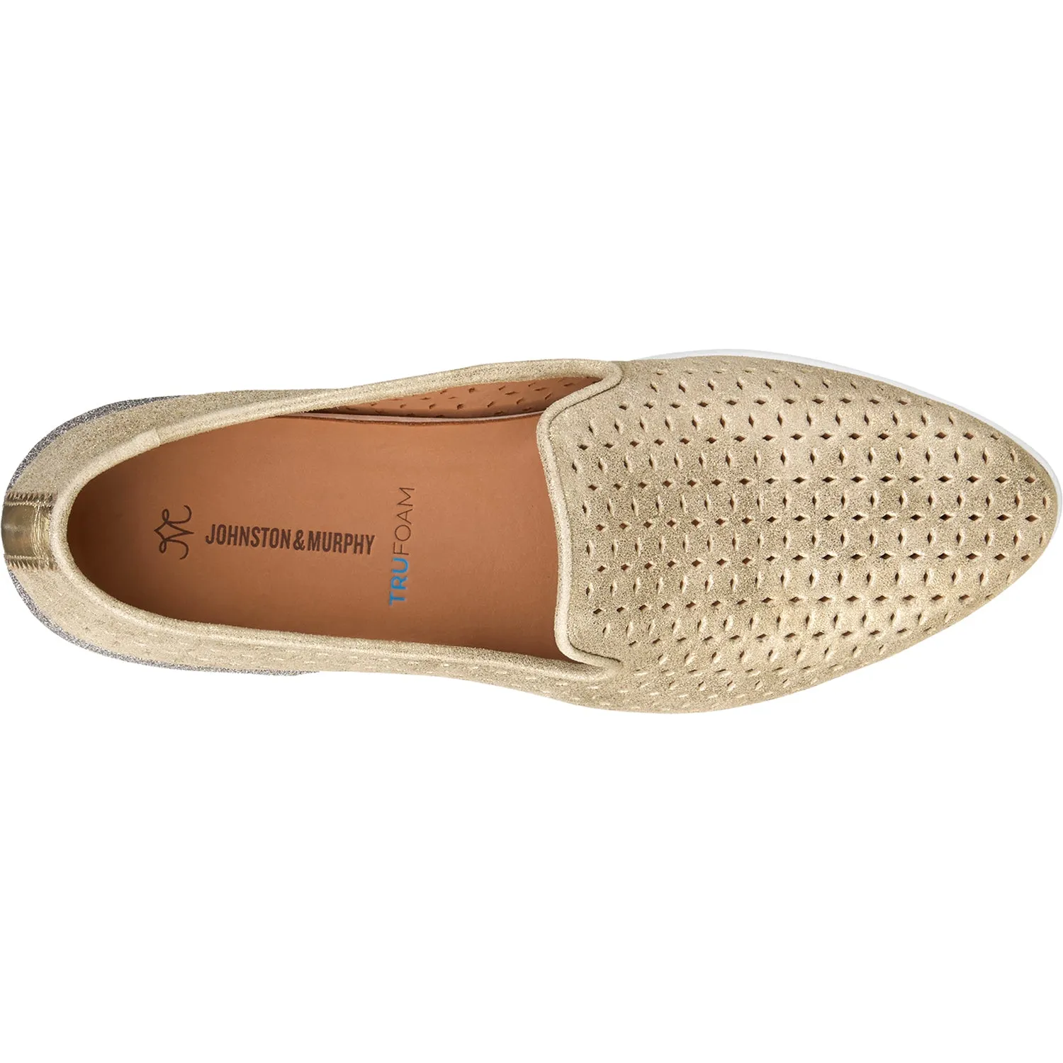 Women's Johnston & Murphy Dakota Perf Slip-On Gold Metallic Kid Suede