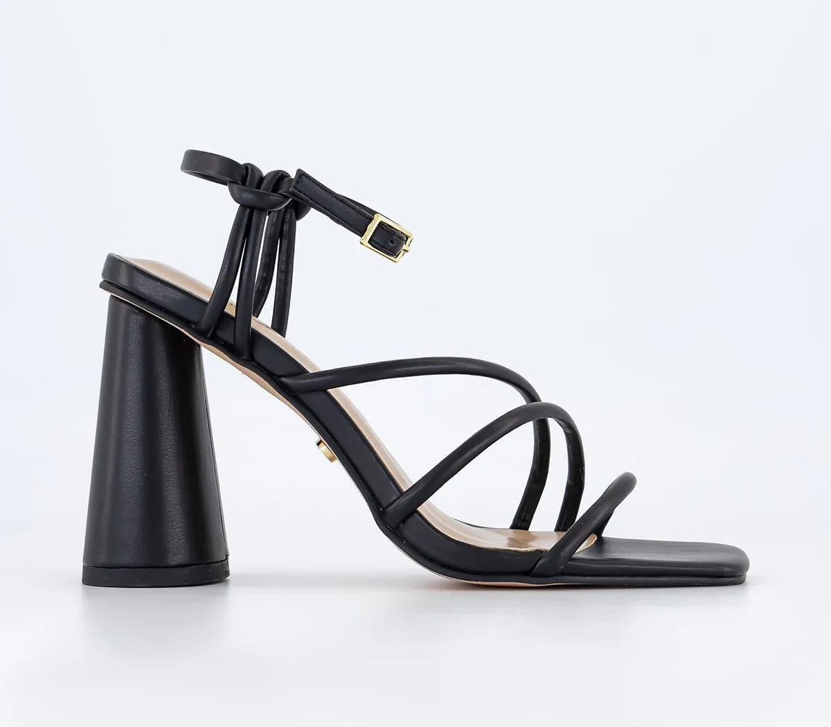 Black Womens Office High Rise Heel Sandals