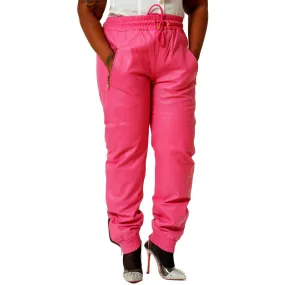 Womens Pink Leather Sweat Pants / Joggers Relaxed Fit XS & XXS