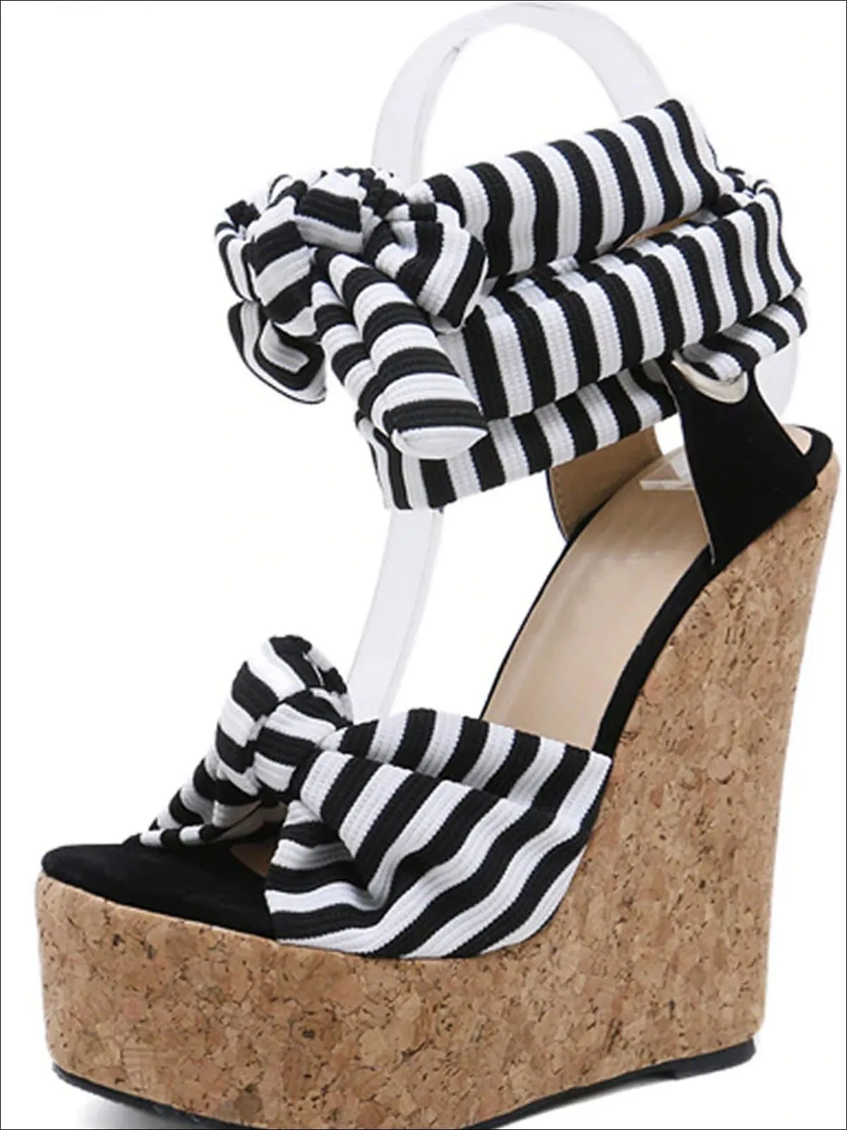 Women's Striped Ankle Strap Wedges