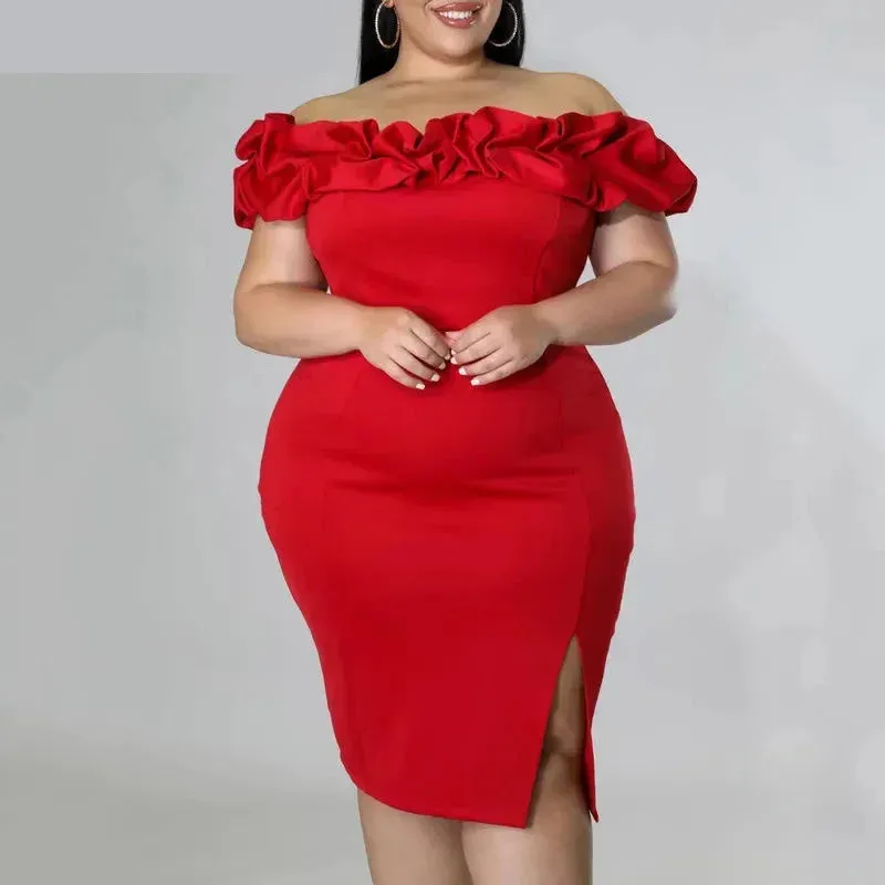 Summer Ruffle Off-Shoulder Backless Bodycon Dress for Women