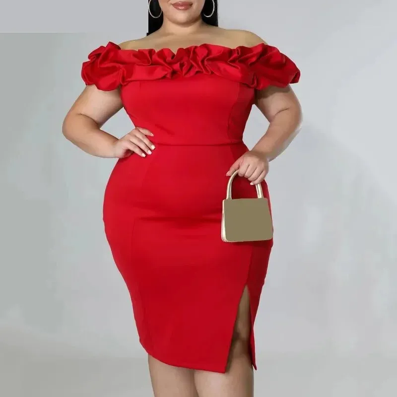 Summer Ruffle Off-Shoulder Backless Bodycon Dress for Women