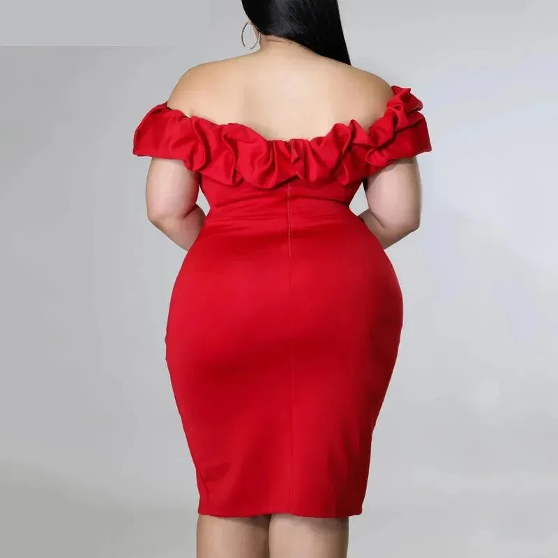 Summer Ruffle Off-Shoulder Backless Bodycon Dress for Women