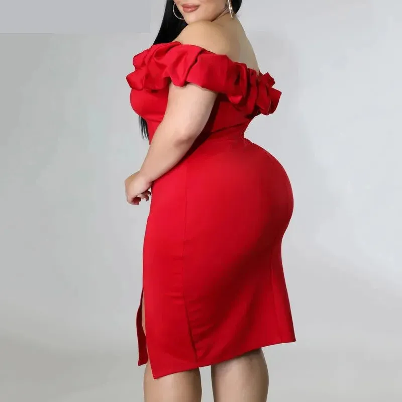 Summer Ruffle Off-Shoulder Backless Bodycon Dress for Women