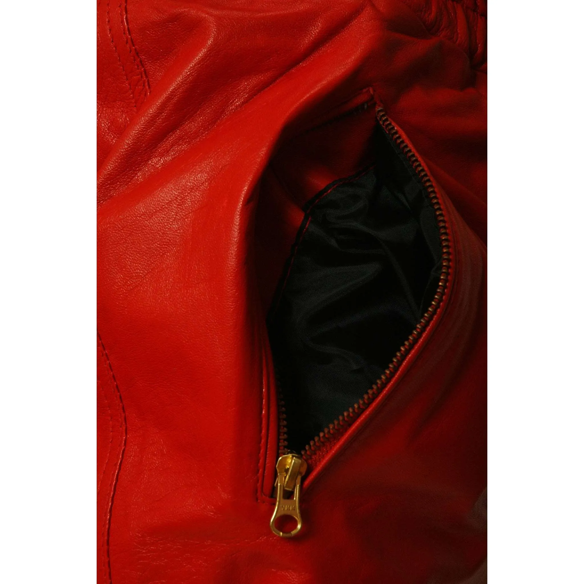 Womens Unisex Red Leather Sweat Pants / Joggers Relaxed Fit Smooth Nappa Sheepskin Black Liner