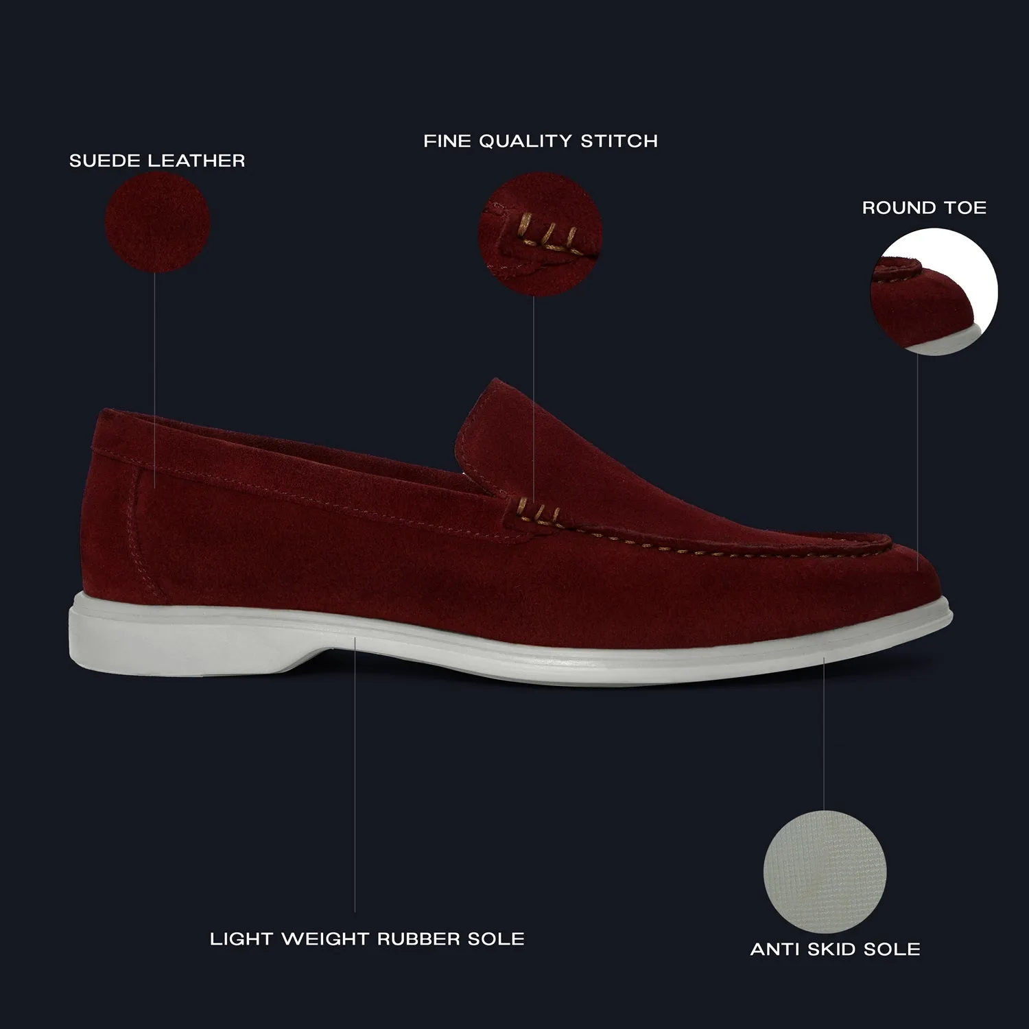 Yacht Shoes in Wine Suede Leather