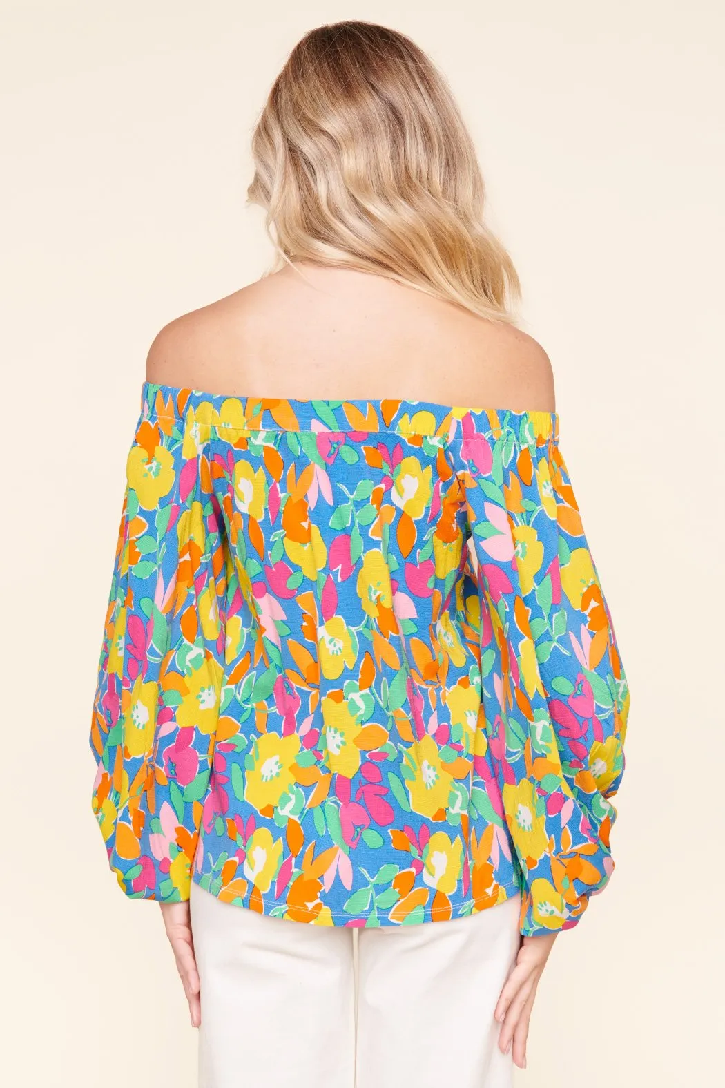 Yara Rainbow Floral Off the Shoulder Top