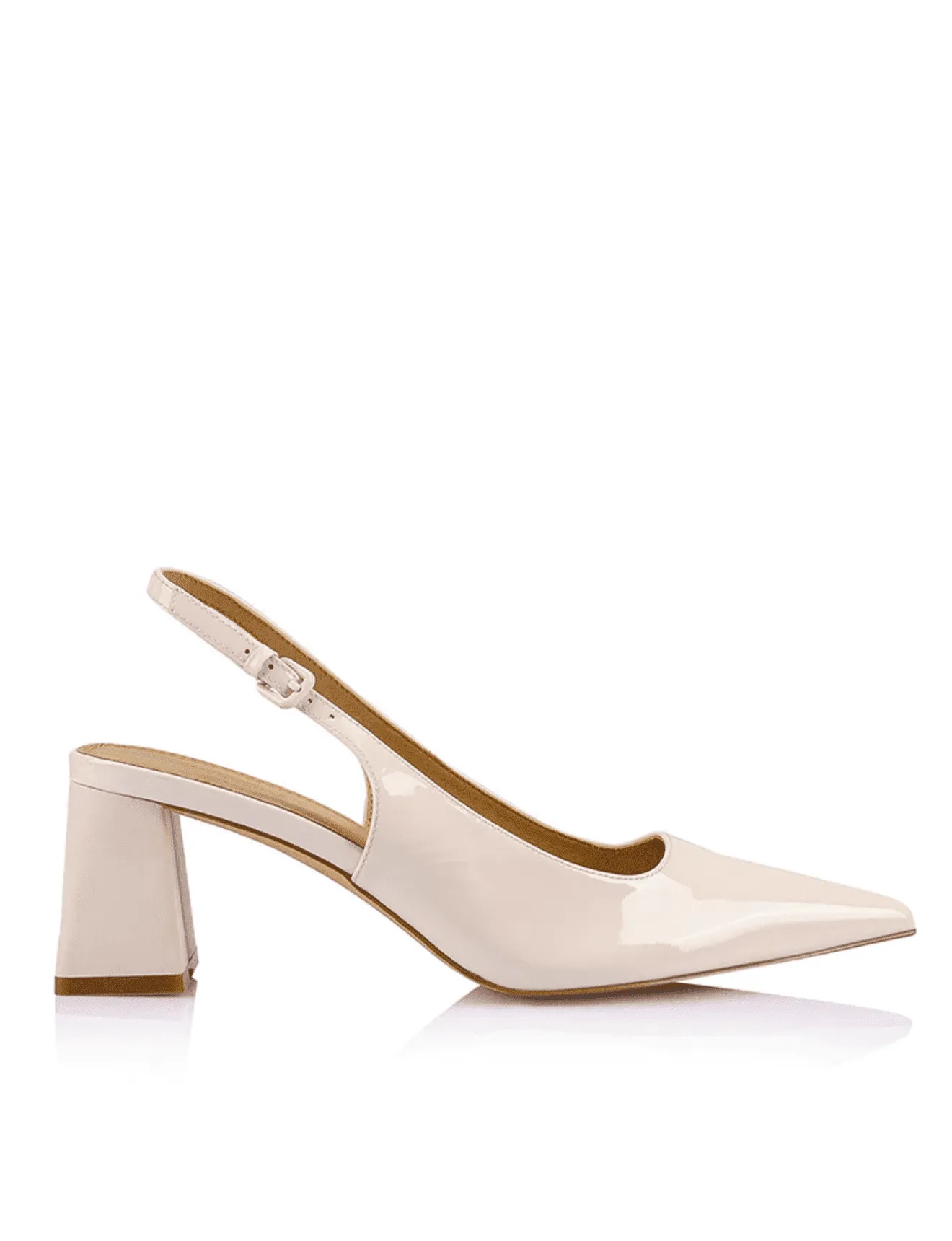 Yarra Pointed Toe Slingback Shoes - Chalk Patent