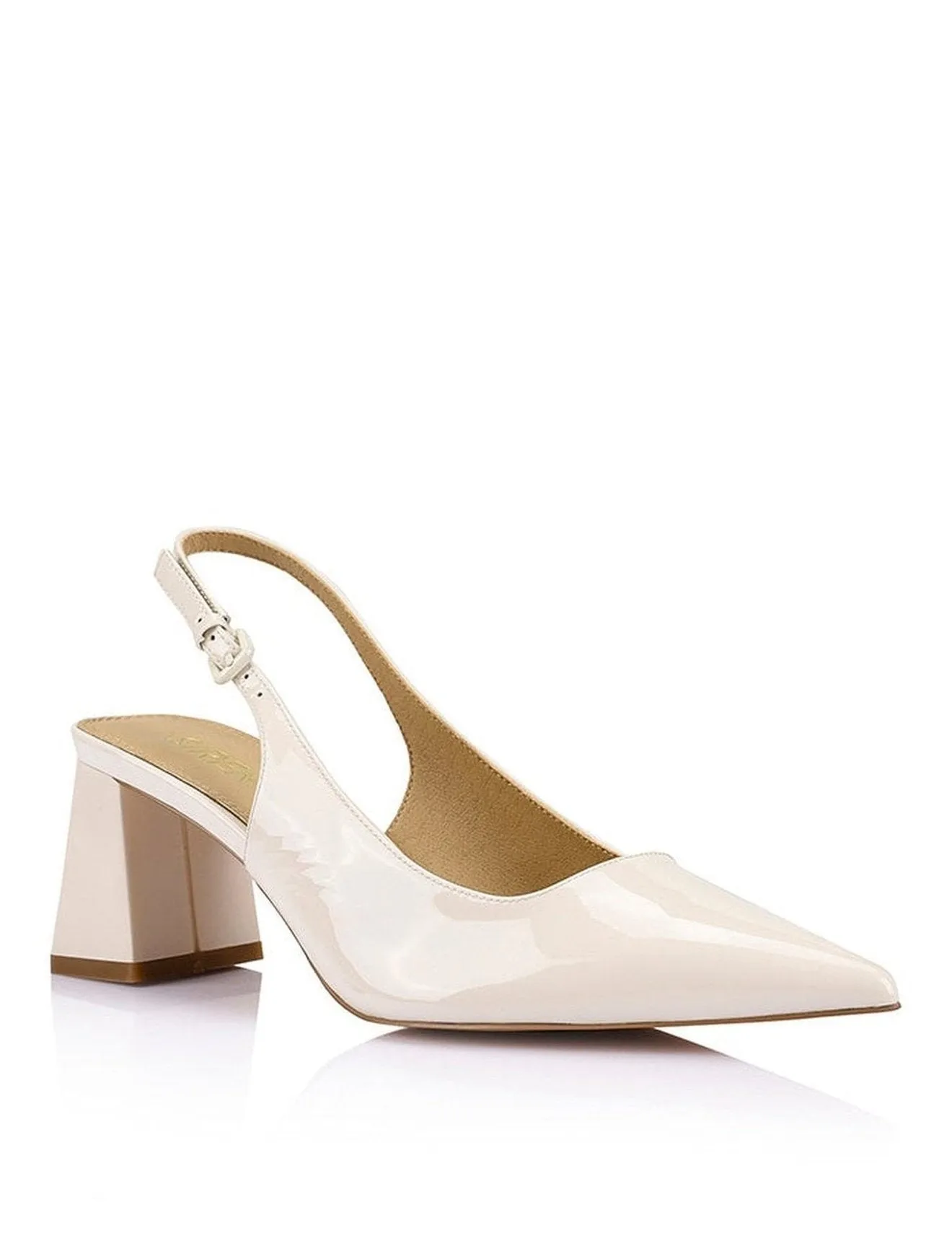 Yarra Pointed Toe Slingback Shoes - Chalk Patent