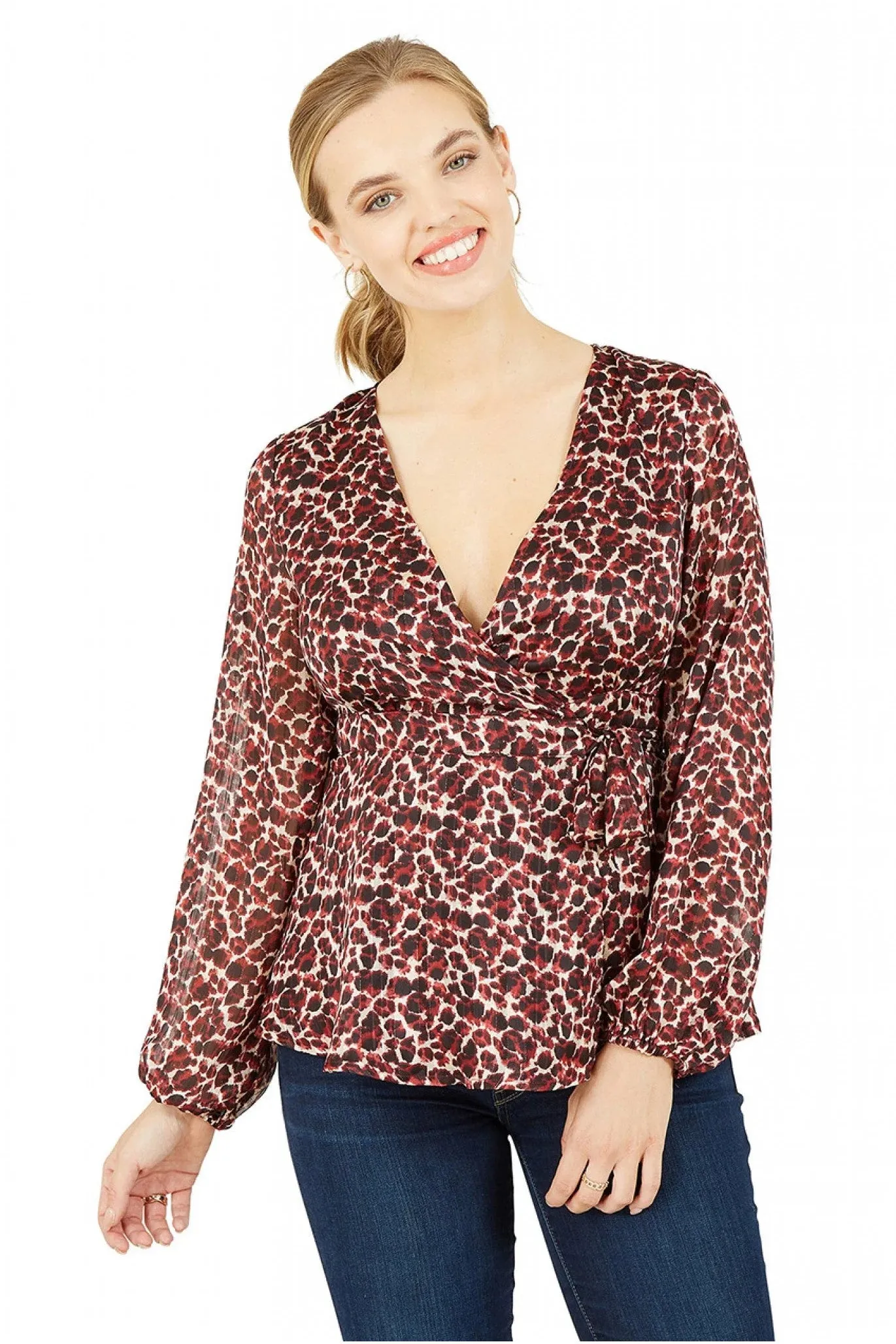 Yumi Leopard Print Wrap Top