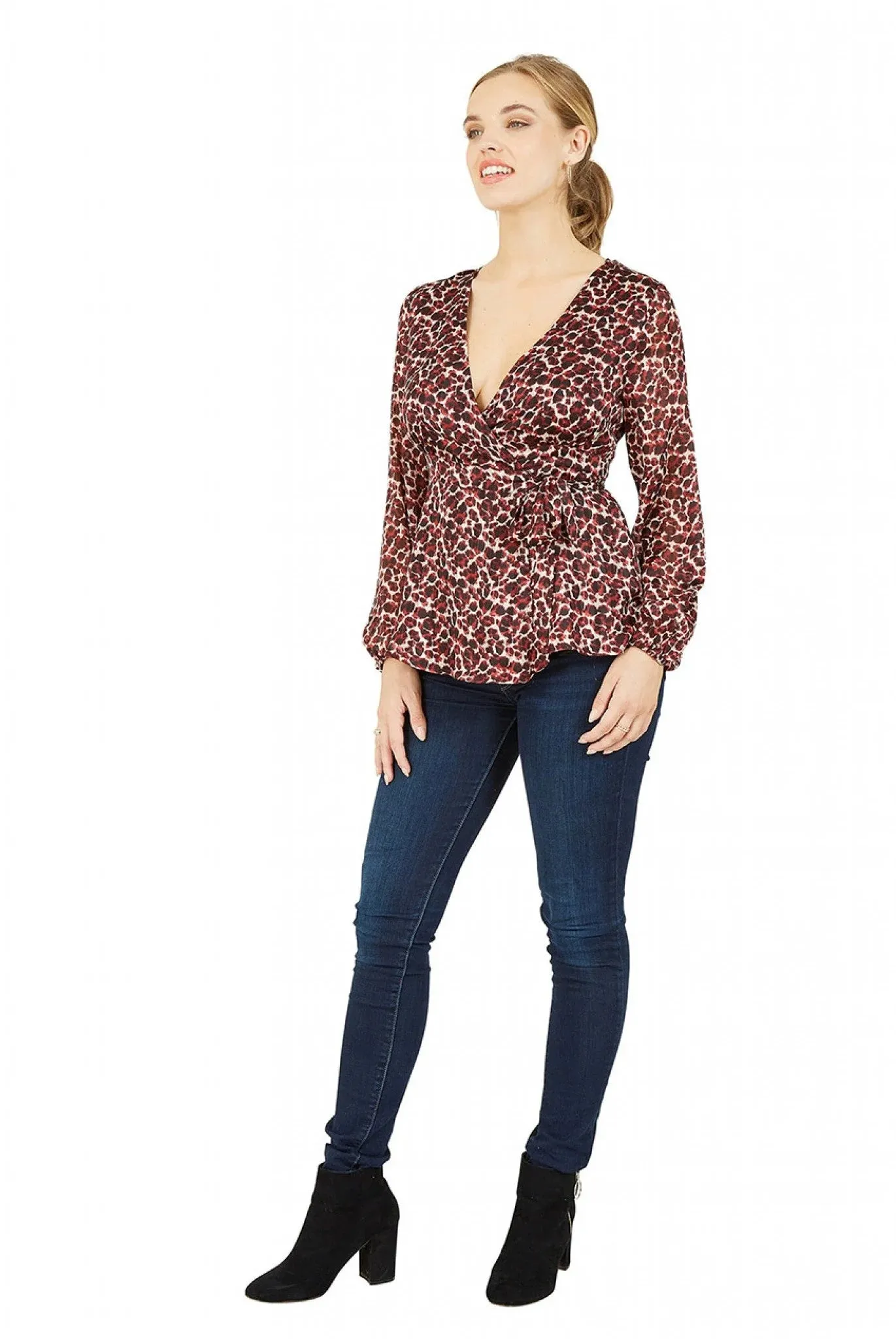 Yumi Leopard Print Wrap Top