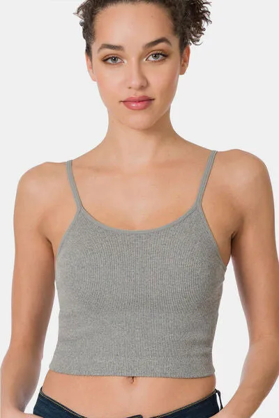 Ribbed Seamless Cami with Built-In Bra Pads by Zenana