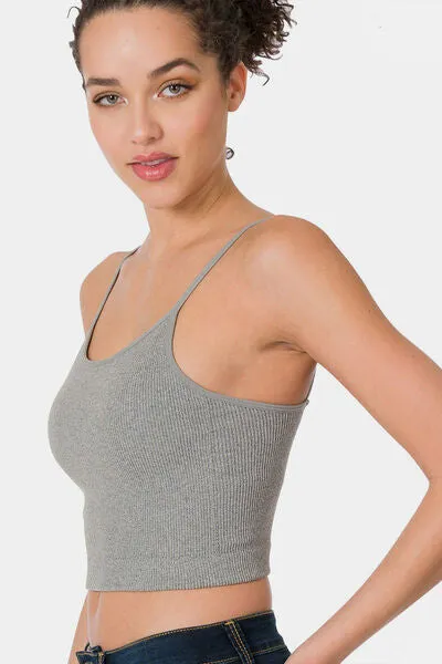 Ribbed Seamless Cami with Built-In Bra Pads by Zenana