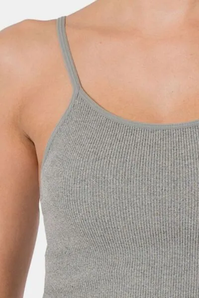 Ribbed Seamless Cami with Built-In Bra Pads by Zenana